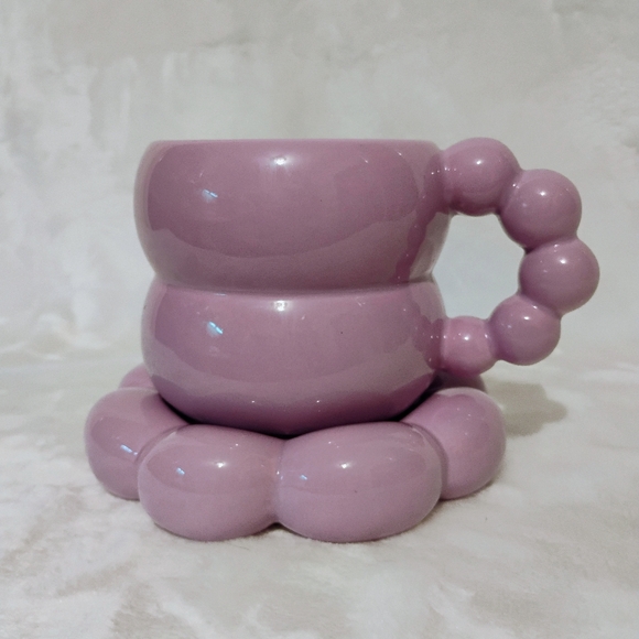 Sheffield Home Lavender Purple Bubble Mug Matching Saucer Cup Coffee Tea TikTok - Picture 1 of 5
